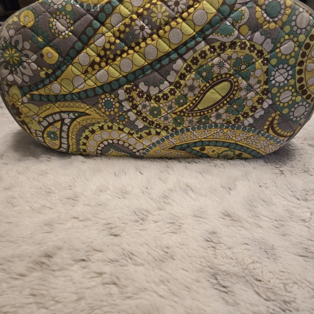 Vera Bradley Paisley‎ Tote Bag - Yellow Gray Green Floral Zip Closure